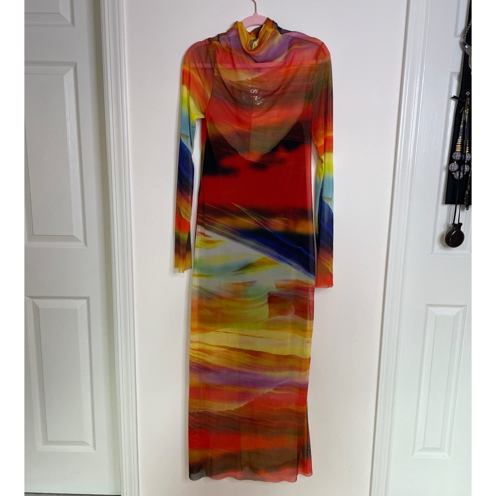 Zara Multicolor Long Sleeve Maxi Dress